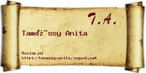 Tamássy Anita névjegykártya